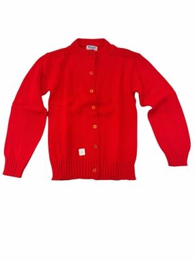 Red Button-Front Kids Cardigan Sweater